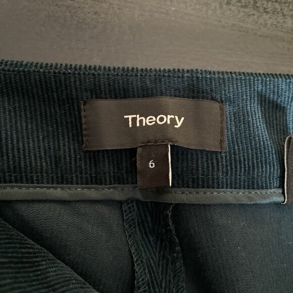 $255 Theory Oslo Corduroy High Waist Legging Pant Women 6 Green Poplar Dark Teal - Picture 9 of 14